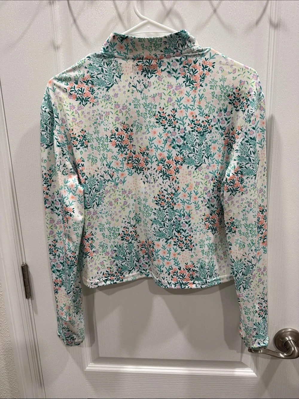 Bad Birdie White Floral Half-Zip Pullover with Pastel Accents - Picture 2 of 3